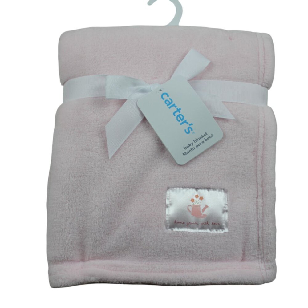 Carter's Baby Blanket Pink Home Grown With Love Fleece Girls Soft Flowers NWT
